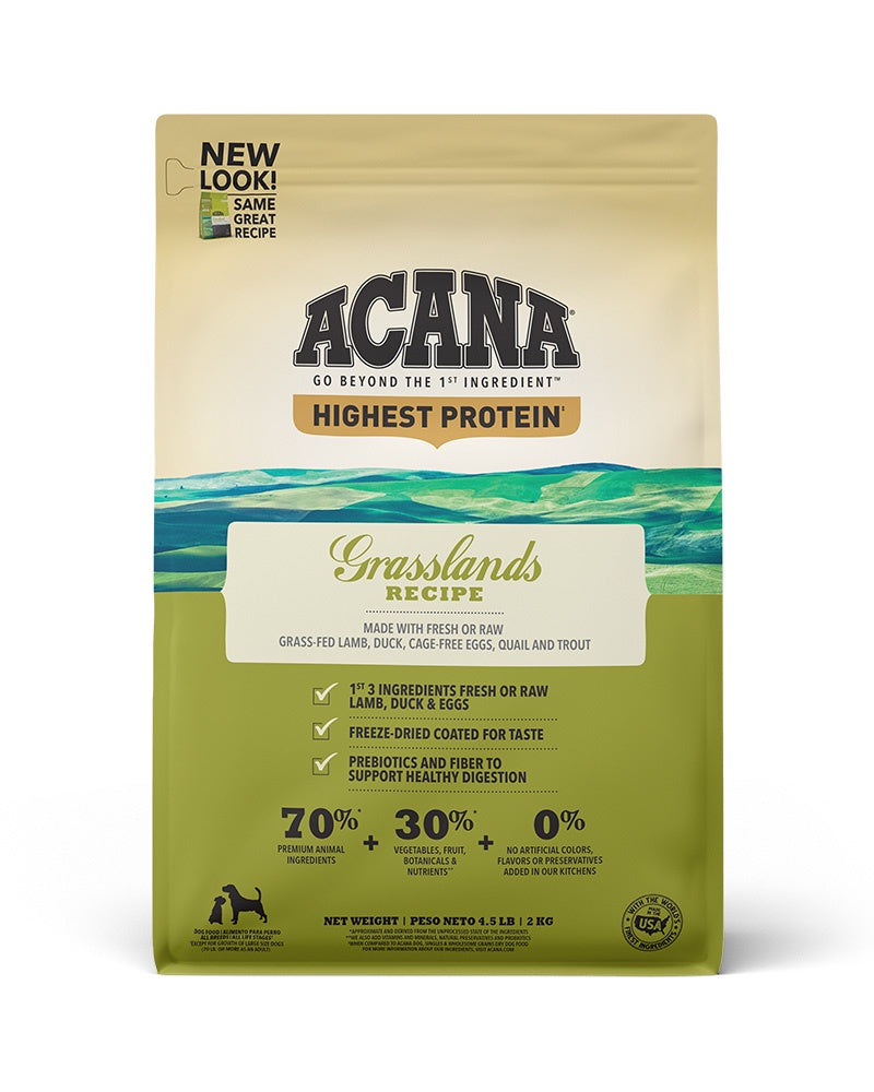 Acana Highest Protein Grasslands Dry Dog Food 4.5lb Brookside