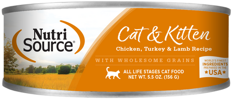 NutriSource Chicken, Turkey & Lamb Formula Healthy Wet Cat Food 5.5oz