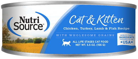 NutriSource Chicken, Turkey, Lamb & Fish Formula Healthy Wet Cat Food 5.5oz