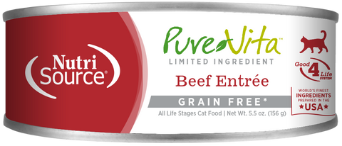 Pure Vita Grain Free Beef Entree Wet Cat Food 5.5oz