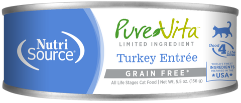 Pure Vita Grain Free Turkey Entree Wet Cat Food 5.5oz