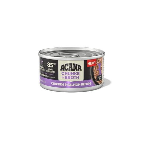 ACANA Chicken & Salmon Recipe Grain-Free Chunks in Broth Kitten Wet Canned Cat Food 3oz