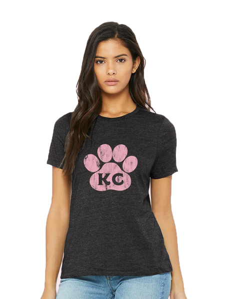 Mission Driven "KC Pink Paw" Ladies Relaxed Fit T-Shirt