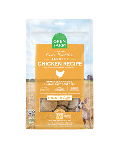 Open Farm Freeze-Dried Raw Harvest Chicken Patties for Dogs 10.5oz