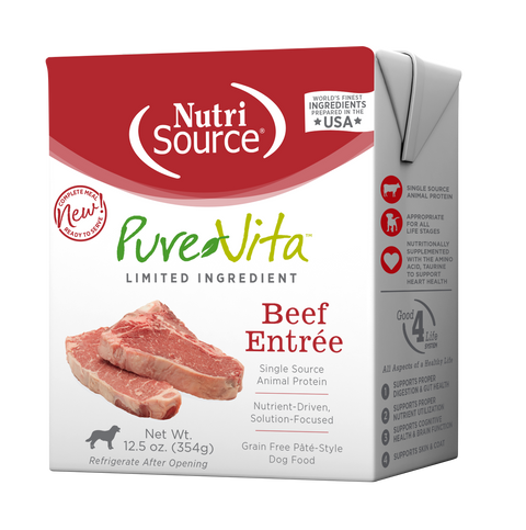 Pure Vita LID Beef Entree Dog Wet Pack 12.5oz