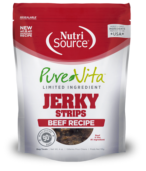 Pure Vita LID Beef Jerky Strips Dog Treat 4oz