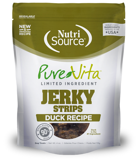 Pure Vita LID Duck Jerky Strips Dog Treat 4oz