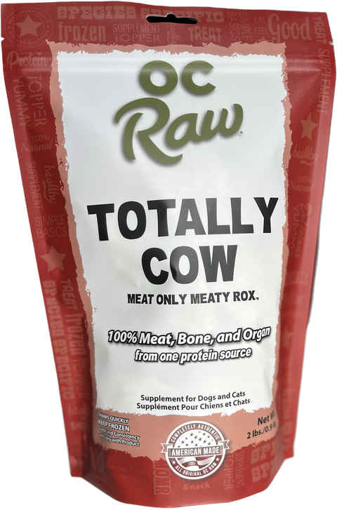 OC Raw Frozen Totally Cow Meaty Rox for Dogs & Cats 2lb