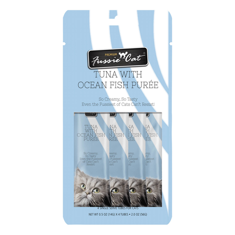 Fussie Cat Tuna with Oceanfish Puree Cat Treats (4 Pack)