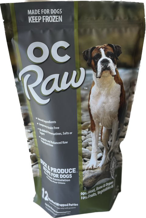 OC Raw Frozen Duck & Produce Patties for Dogs 6lb