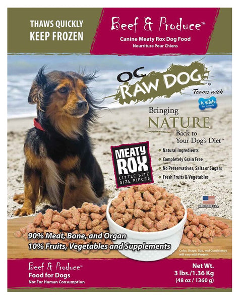 OC Raw Frozen Beef & Produce Meaty Rox for Dogs 3lb