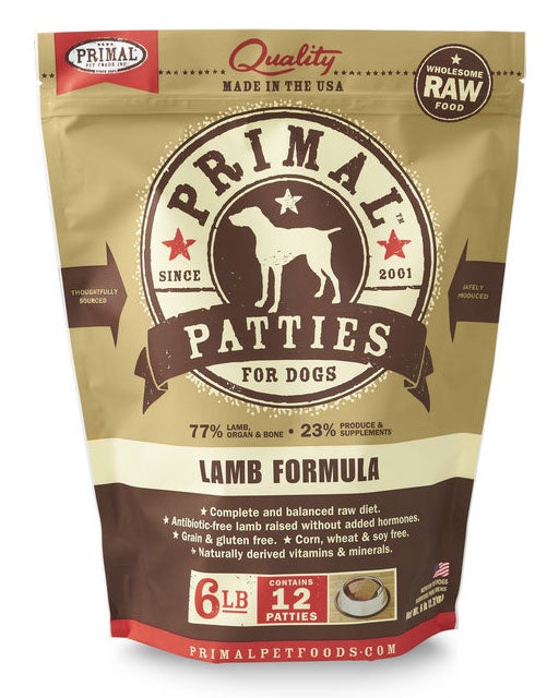 Primal Raw/Frozen Lamb Patties Canine Formula 6lb – Brookside Barkery ...